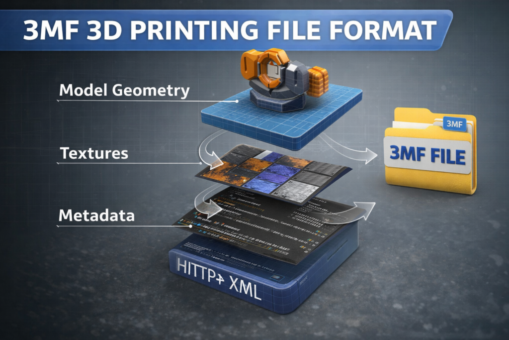 3MF 3D printing file format containing geometry materials colors and print settings