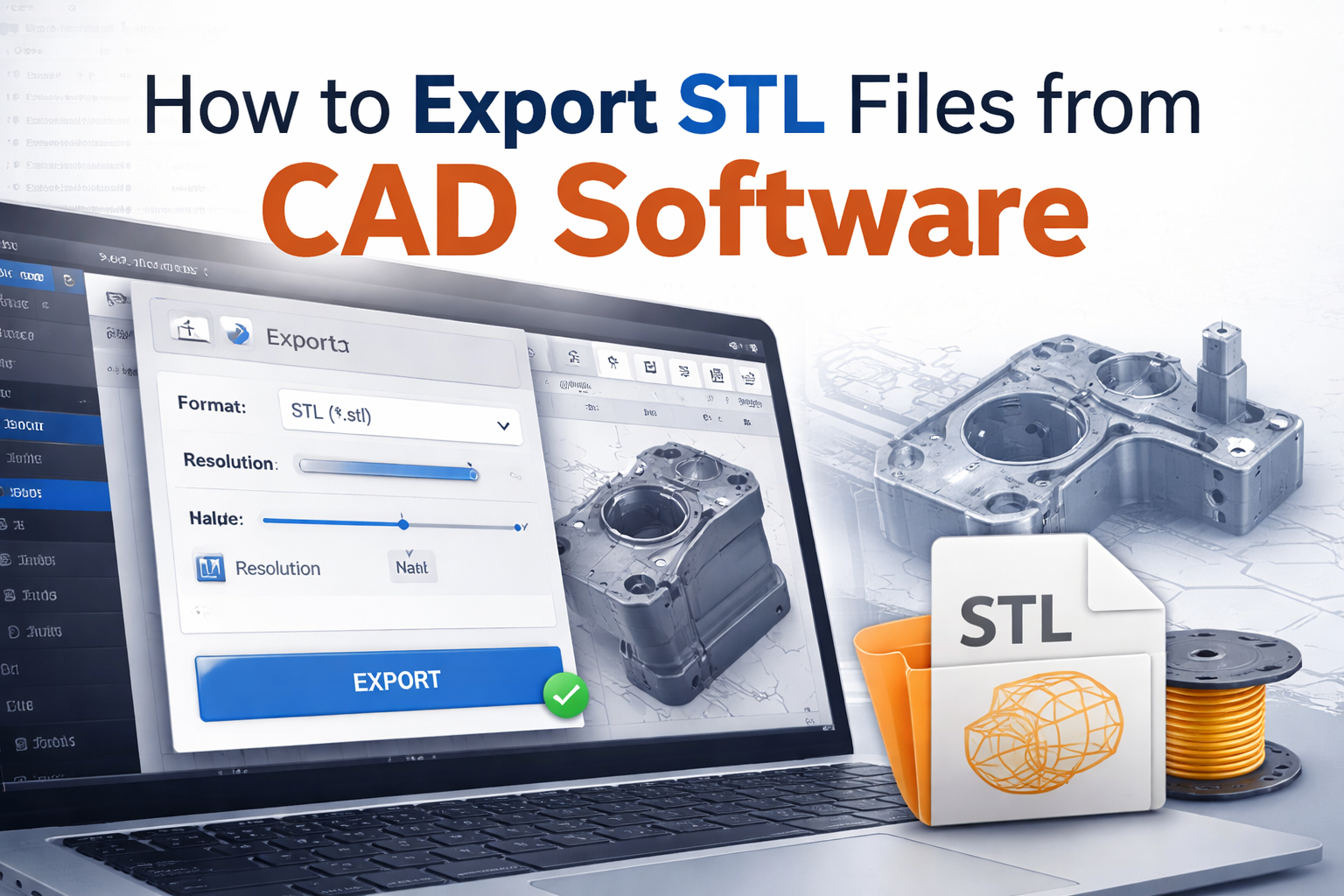 CAD software exporting an STL file for 3D printing