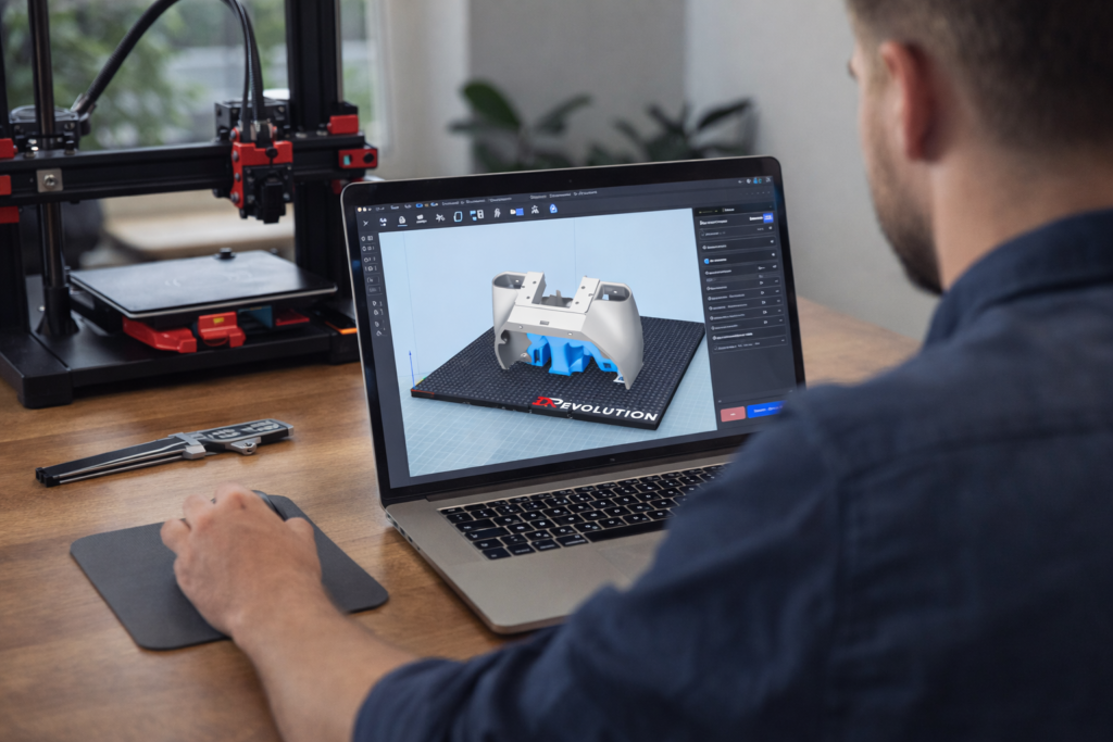 engineer preparing STL file for 3D printing using slicer software