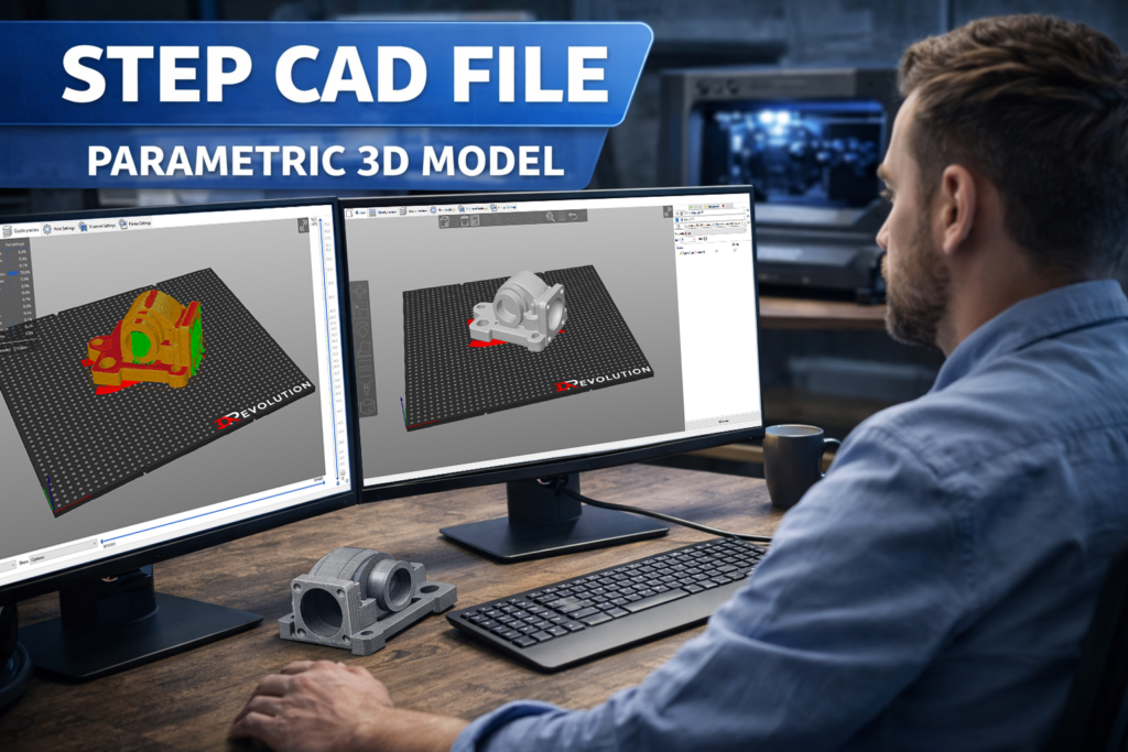 STEP CAD file showing a parametric solid model used in engineering and professional manufacturing