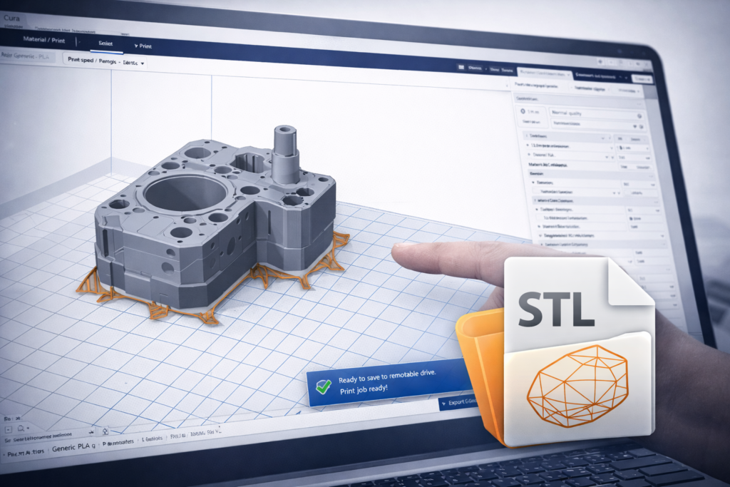Checking an exported STL file in slicing software before 3D printing