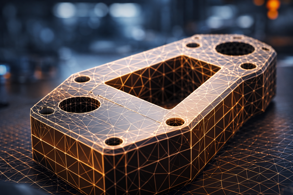 Close-up example of an STL triangle mesh model used for 3D printing