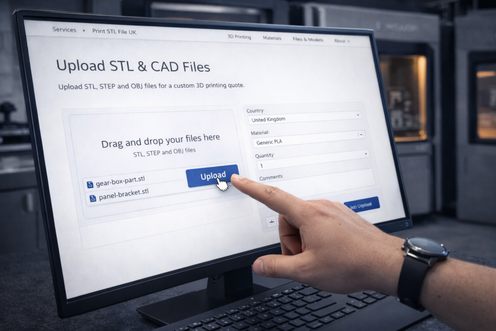 Uploading an STL file to an online 3D printing service in Peterborough
