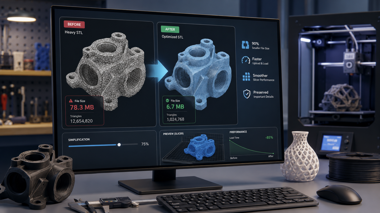 reducing STL file size for 3D printing without losing important detail