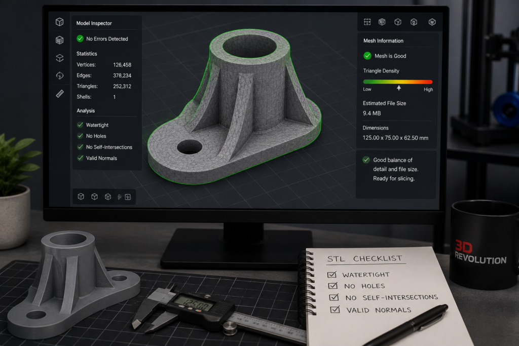 checking STL mesh quality before sending a model to 3D print