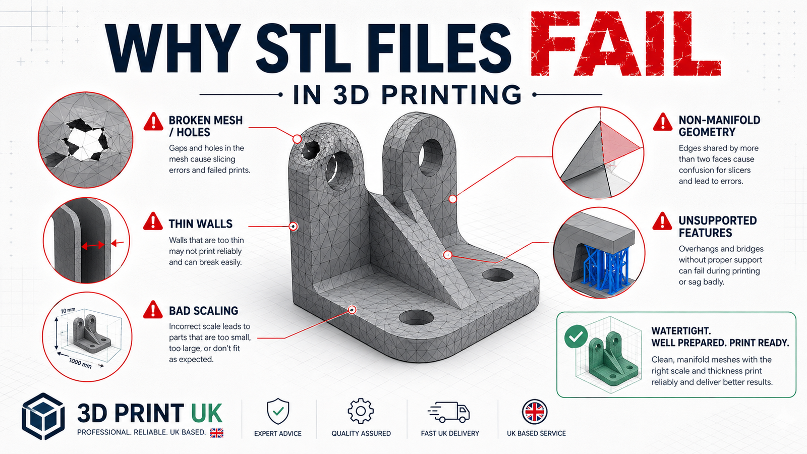 common reasons STL files fail in 3D printing