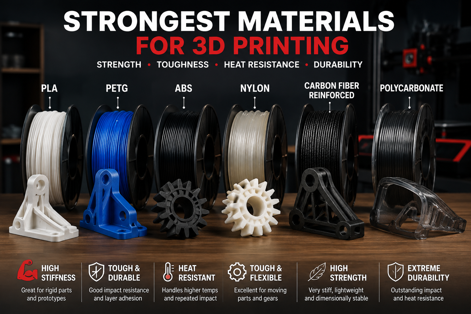strongest materials for 3D printing comparison