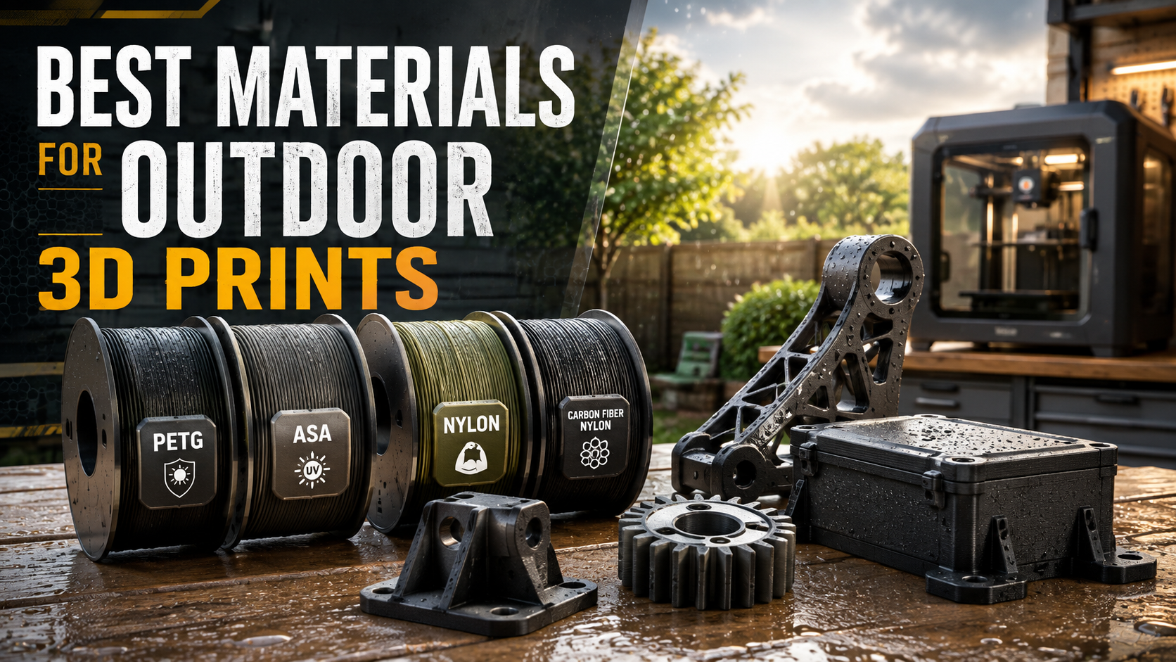 best materials for outdoor 3D prints PETG ASA nylon and carbon fibre reinforced parts